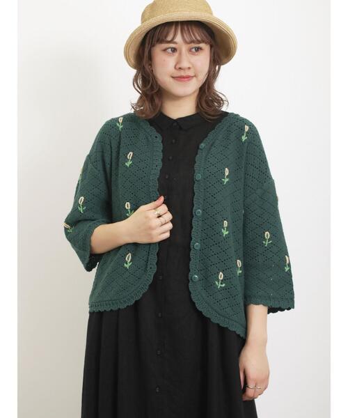 Samansa Mos2（サマンサ モスモス）の「お花モチーフVネックカーディガン（カーディガン/ボレロ・レディース・ベージュ/グリーン/ブラック/オフホワイト・F）」の19枚目の写真