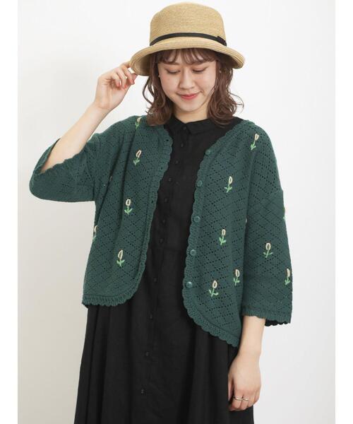 Samansa Mos2（サマンサ モスモス）の「お花モチーフVネックカーディガン（カーディガン/ボレロ・レディース・ベージュ/グリーン/ブラック/オフホワイト・F）」の20枚目の写真