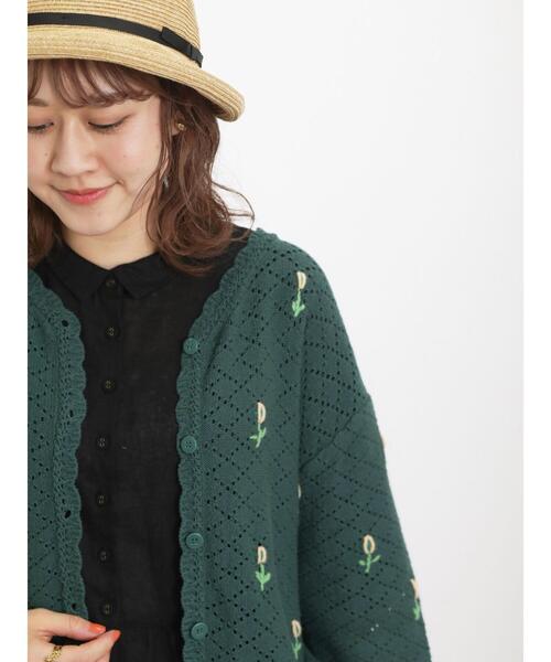 Samansa Mos2（サマンサ モスモス）の「お花モチーフVネックカーディガン（カーディガン/ボレロ・レディース・ベージュ/グリーン/ブラック/オフホワイト・F）」の21枚目の写真