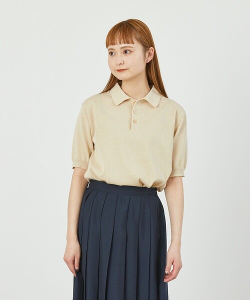 GREY LABEL リネンミックスニットポロ