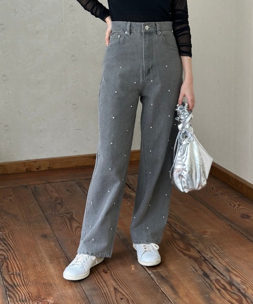 Per sist ence(パーシエンス)の「12OZ ラインストーンデニムパンツ(デニムパンツ・レディース・ブラック/グレー/ブルー・SMALL/MEDIUM)」の5枚目の写真