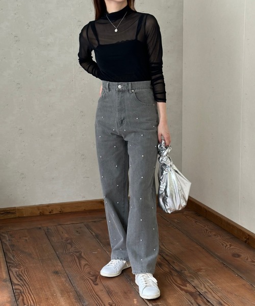 セール】12OZ ラインストーンデニムパンツ（デニムパンツ）｜Per