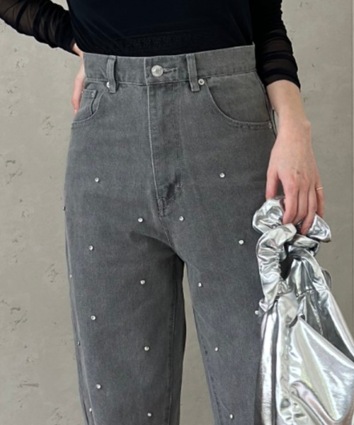 Per sist ence(パーシエンス)の「12OZ ラインストーンデニムパンツ(デニムパンツ・レディース・ブラック/グレー/ブルー・SMALL/MEDIUM)」の7枚目の写真