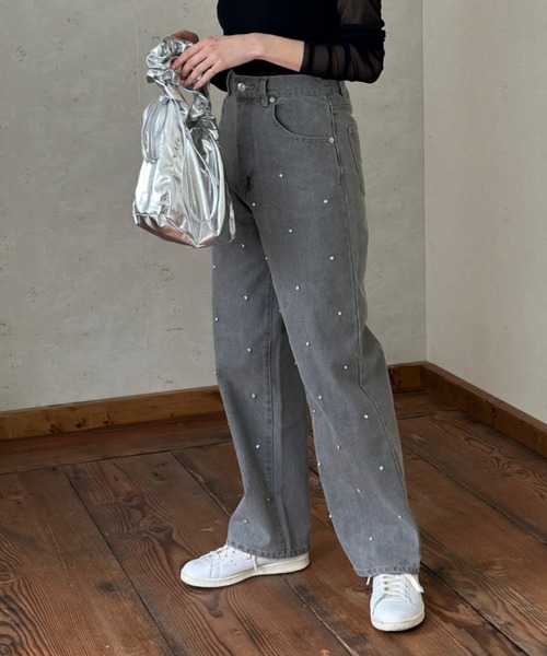 Per sist ence(パーシエンス)の「12OZ ラインストーンデニムパンツ(デニムパンツ・レディース・ブラック/グレー/ブルー・SMALL/MEDIUM)」の9枚目の写真