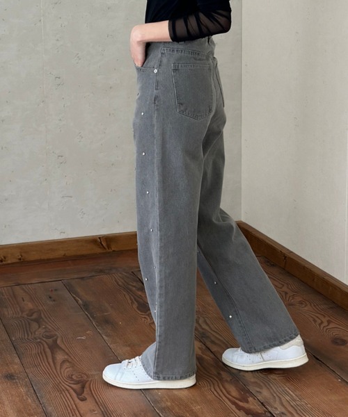 PERSTEP正規品★25SS★Age 5PK デニムパンツ★28~36サイズ 小さいサイズ 綿100%ウエストタックハイウエストワイドデニム