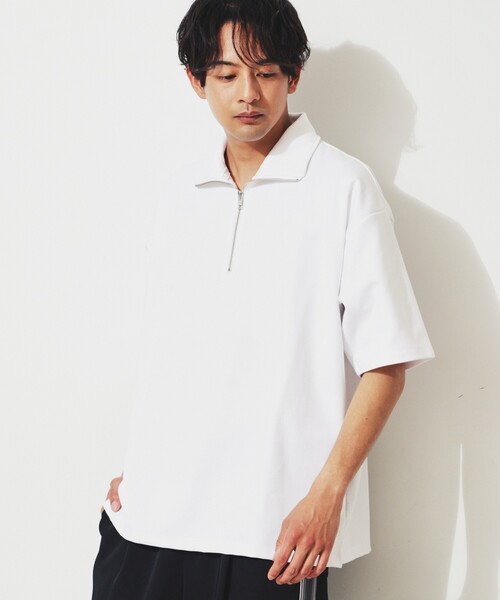 THE SHOP TK (ザ ショップ ティーケー )の「◆【接触冷感】ポンチハーフジッププルオーバー(Tシャツ/カットソー・メンズ・モスグリーン/ブラック/オフホワイト・02/03/04)」の2枚目の写真