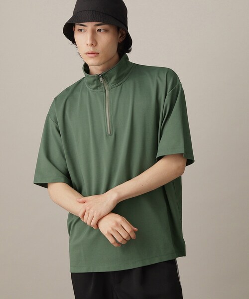 THE SHOP TK (ザ ショップ ティーケー )の「◆【接触冷感】ポンチハーフジッププルオーバー(Tシャツ/カットソー・メンズ・モスグリーン/ブラック/オフホワイト・02/03/04)」の3枚目の写真