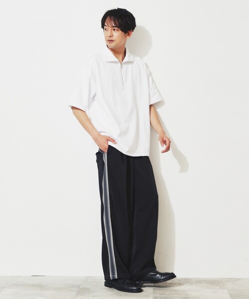 THE SHOP TK (ザ ショップ ティーケー )の「◆【接触冷感】ポンチハーフジッププルオーバー(Tシャツ/カットソー・メンズ・モスグリーン/ブラック/オフホワイト・02/03/04)」の7枚目の写真