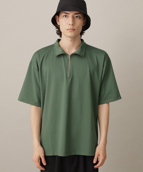 THE SHOP TK (ザ ショップ ティーケー )の「◆【接触冷感】ポンチハーフジッププルオーバー(Tシャツ/カットソー・メンズ・モスグリーン/ブラック/オフホワイト・02/03/04)」の8枚目の写真