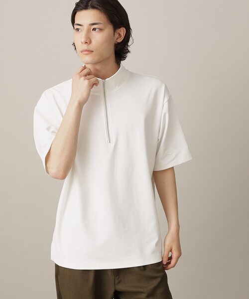 THE SHOP TK (ザ ショップ ティーケー )の「◆【接触冷感】ポンチハーフジッププルオーバー(Tシャツ/カットソー・メンズ・モスグリーン/ブラック/オフホワイト・02/03/04)」の14枚目の写真