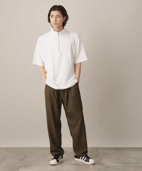 THE SHOP TK (ザ ショップ ティーケー )の「◆【接触冷感】ポンチハーフジッププルオーバー(Tシャツ/カットソー・メンズ・モスグリーン/ブラック/オフホワイト・02/03/04)」の16枚目の写真