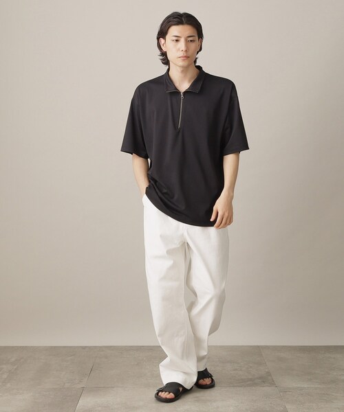 THE SHOP TK (ザ ショップ ティーケー )の「◆【接触冷感】ポンチハーフジッププルオーバー(Tシャツ/カットソー・メンズ・モスグリーン/ブラック/オフホワイト・02/03/04)」の20枚目の写真