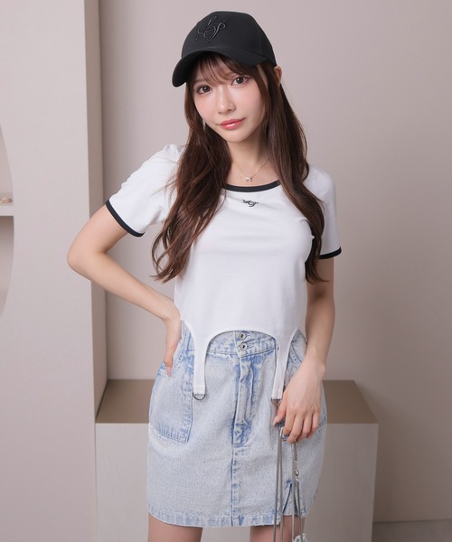 クロップドガーターカットトップス（Tシャツ/カットソー