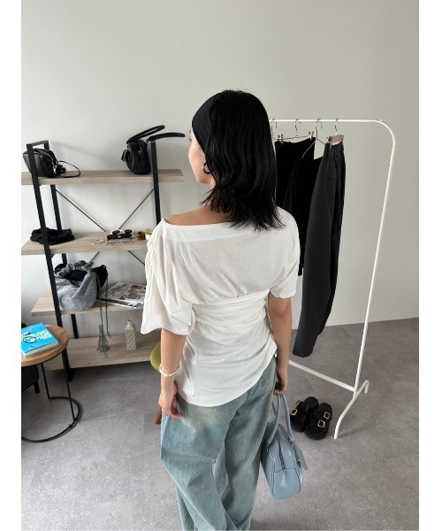 HANNE(アン)の「ビスチェセットワンショルダーTEE(Tシャツ/カットソー・レディース・ホワイト/ブラック・FREE)」の20枚目の写真