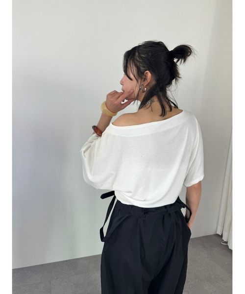 HANNE(アン)の「ビスチェセットワンショルダーTEE(Tシャツ/カットソー・レディース・ホワイト/ブラック・FREE)」の18枚目の写真