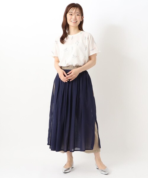one'sterrace(ワンズテラス)の「刺繍フレンチスリーブプルオーバー フローラバード(Tシャツ/カットソー・レディース・グレー系その他7/アイボリー系8/ブルー系その他7・00)」の9枚目の写真