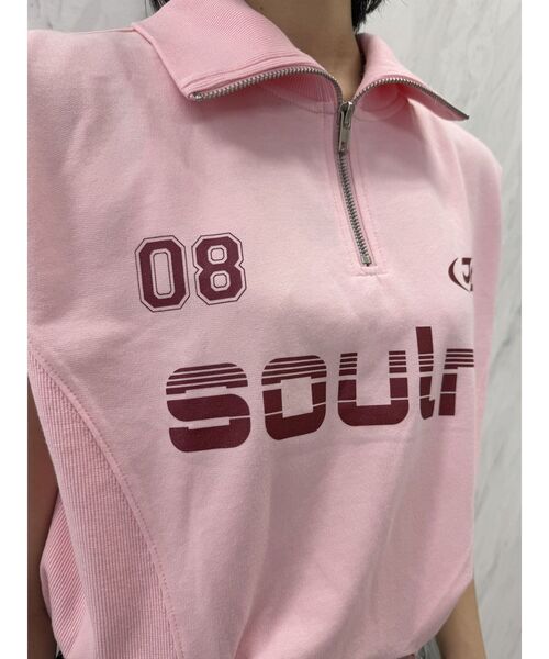 jouetie（ジュエティ）の「スポーティーハーフZIPトップス（Tシャツ/カットソー・レディース・ブラック/オフホワイト/ピンク・MEDIUM）」の14枚目の写真