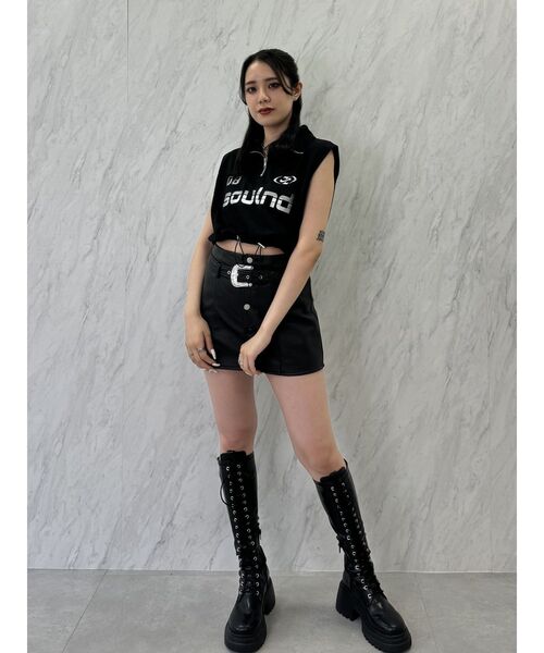 jouetie（ジュエティ）の「スポーティーハーフZIPトップス（Tシャツ/カットソー・レディース・ブラック/オフホワイト/ピンク・MEDIUM）」の19枚目の写真