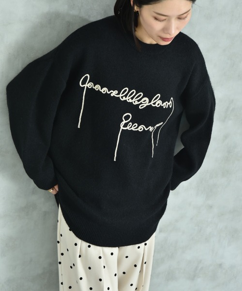 INTERPLANET(インタープラネット)の「テープ刺繍ロゴニットプルオーバー(ニット/セーター・レディース・ブラック/ベージュ・FREE)」の12枚目の写真