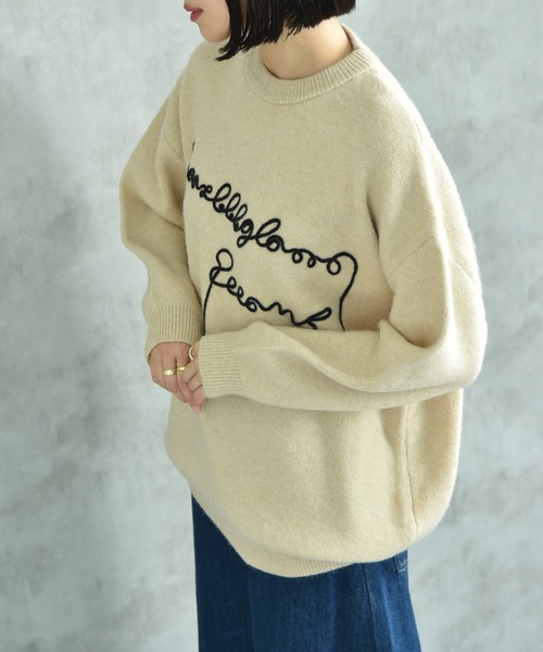 INTERPLANET(インタープラネット)の「テープ刺繍ロゴニットプルオーバー(ニット/セーター・レディース・ブラック/ベージュ・FREE)」の20枚目の写真