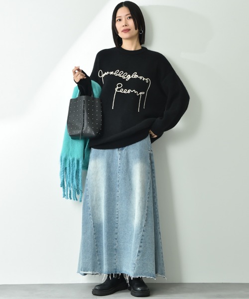 INTERPLANET(インタープラネット)の「テープ刺繍ロゴニットプルオーバー(ニット/セーター・レディース・ブラック/ベージュ・FREE)」の6枚目の写真