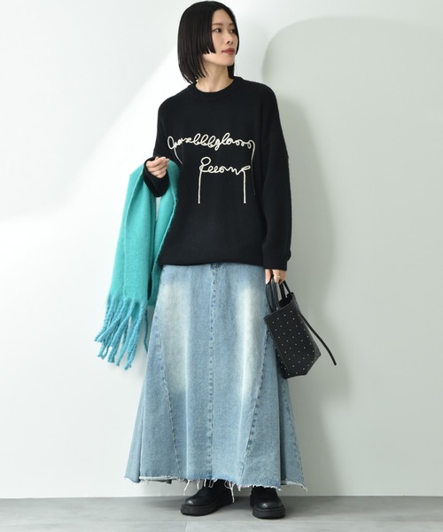 INTERPLANET(インタープラネット)の「テープ刺繍ロゴニットプルオーバー(ニット/セーター・レディース・ブラック/ベージュ・FREE)」の7枚目の写真