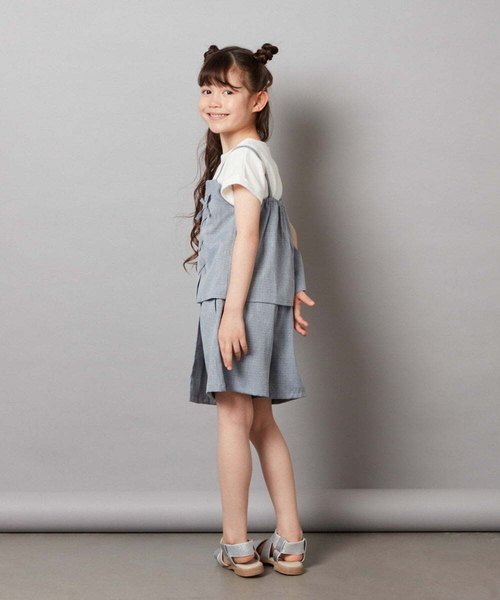 a.v.v（アーヴェヴェ）の「[100-130]【セットアップ対応】レースアップドッキングTシャツ（シャツ/ブラウス・キッズ・ダークインディゴブルー/ネイビー・100/110/120/130）」の10枚目の写真