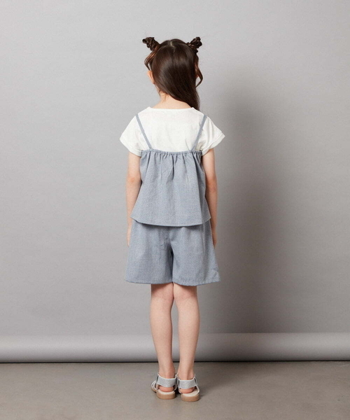 a.v.v（アーヴェヴェ）の「[100-130]【セットアップ対応】レースアップドッキングTシャツ（シャツ/ブラウス・キッズ・ダークインディゴブルー/ネイビー・100/110/120/130）」の12枚目の写真