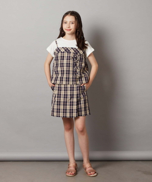 a.v.v（アーヴェヴェ）の「[100-130]【セットアップ対応】レースアップドッキングTシャツ（シャツ/ブラウス・キッズ・ダークインディゴブルー/ネイビー・100/110/120/130）」の16枚目の写真