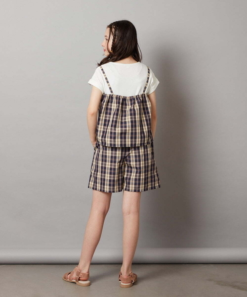 a.v.v（アーヴェヴェ）の「[100-130]【セットアップ対応】レースアップドッキングTシャツ（シャツ/ブラウス・キッズ・ダークインディゴブルー/ネイビー・100/110/120/130）」の21枚目の写真