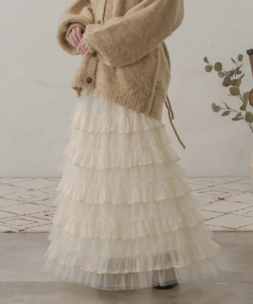 Ambre Neige(アンブルネージュ)の「フリルレースチュールスカート/WEB/EC限定商品(スカート・レディース・オフホワイト・FREE)」の1枚目の写真