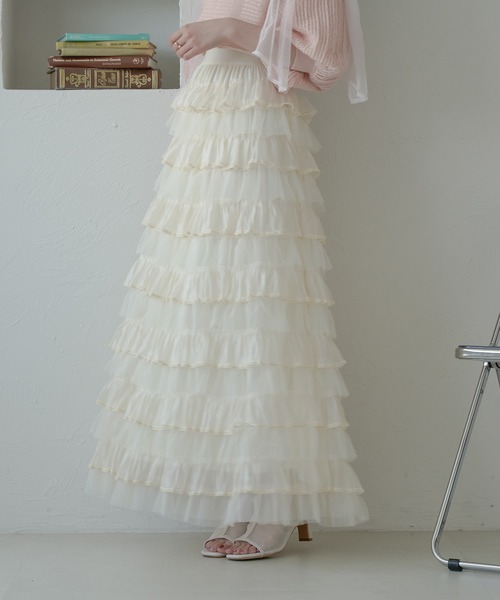Ambre Neige(アンブルネージュ)の「フリルレースチュールスカート/WEB/EC限定商品(スカート・レディース・オフホワイト・FREE)」の3枚目の写真