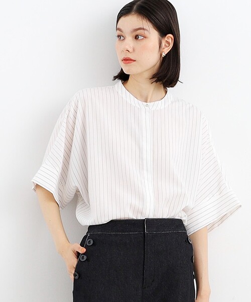 【人気NO1／再登場／魅せる体型カバー服／洗える】ボイルドルマンブラウス