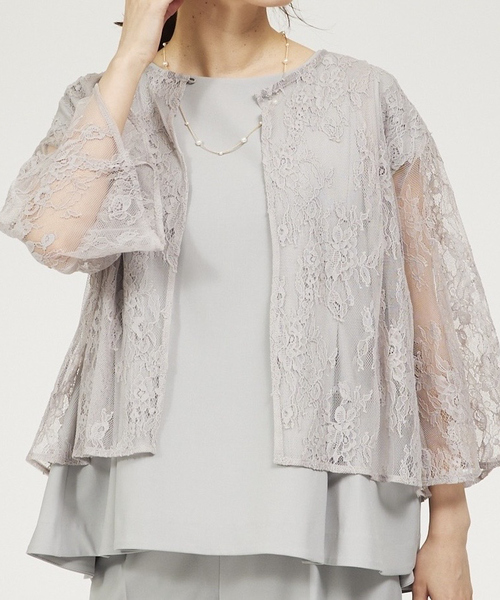【セットアップ対応/エニデイカセット】レースボレロブラウス/シアートップス/セミオケ（シャツ/ブラウス）｜abahouse mavie（アバハウスマヴィ）