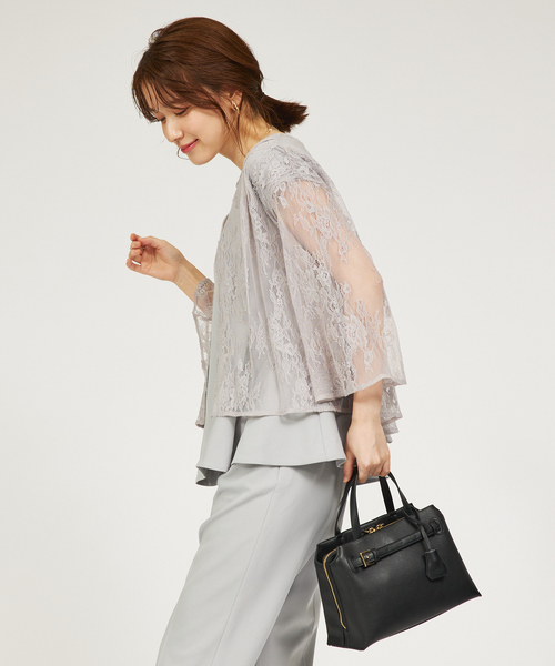 abahouse mavie（アバハウスマヴィ）の「【セットアップ対応/エニデイカセット】レースボレロブラウス/シアートップス/セミオケ（シャツ/ブラウス・レディース・ブラック/アイボリー/グレイッシュブルー・フリー）」の11枚目の写真