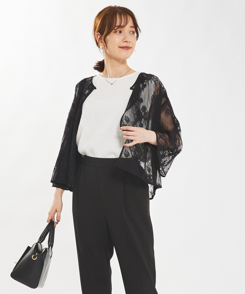 abahouse mavie（アバハウスマヴィ）の「【セットアップ対応/エニデイカセット】レースボレロブラウス/シアートップス/セミオケ（シャツ/ブラウス・レディース・ブラック/アイボリー/グレイッシュブルー・フリー）」の16枚目の写真