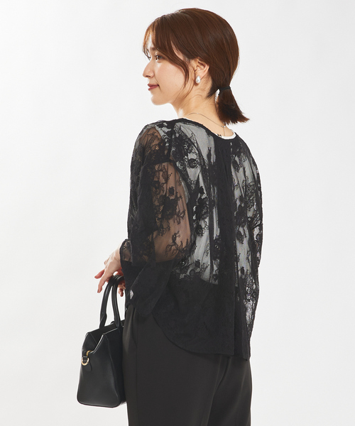 abahouse mavie（アバハウスマヴィ）の「【セットアップ対応/エニデイカセット】レースボレロブラウス/シアートップス/セミオケ（シャツ/ブラウス・レディース・ブラック/アイボリー/グレイッシュブルー・フリー）」の17枚目の写真