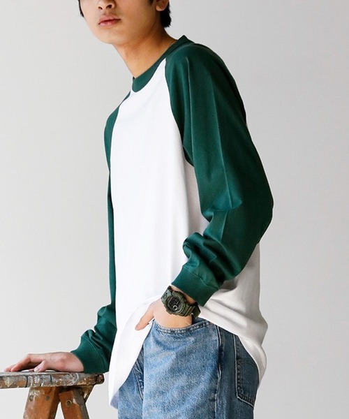セール】1.6inch rib 5.6oz raglan long-sleeve Tee / 1.6インチリブ