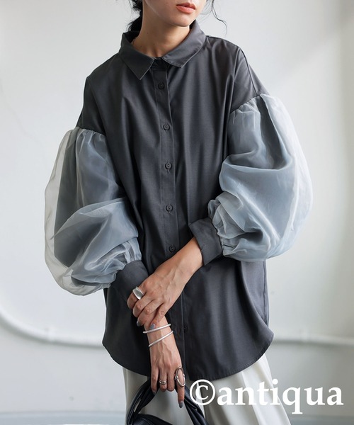オーガンジーシャツ（シャツ/ブラウス）｜antiqua（アンティカ）
