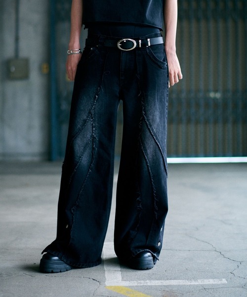 HARE(ハレ)の「【UNDERGROUND MODE】ウェーブフリンジデニムパンツ(HARE)(デニムパンツ・メンズ・ブラック/ブルー・SMALL/MEDIUM)」の11枚目の写真