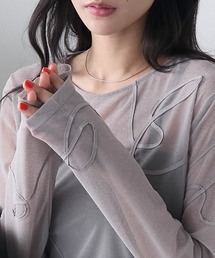 forksy.（フォルクシー）の「【forksy.】ニュアンス柄コード刺繍シアーロングTシャツ（Tシャツ/カットソー・レディース）」