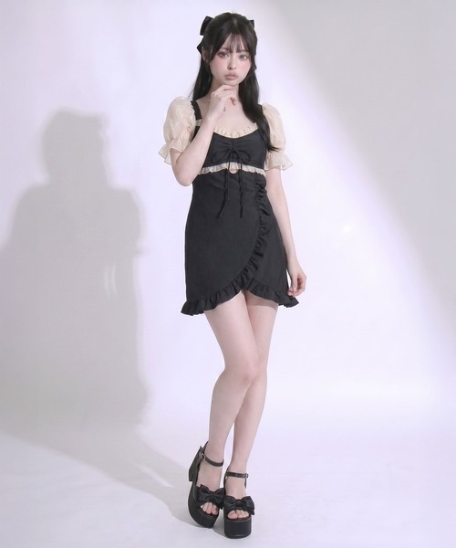 バブリーvibes 古着　JUNKO SHIMADA 珊瑚柄　パフスリミニワンピ バブリーvibes 古着 JUNKO SHIMADA 珊瑚柄 パフスリミニワンピ パフ