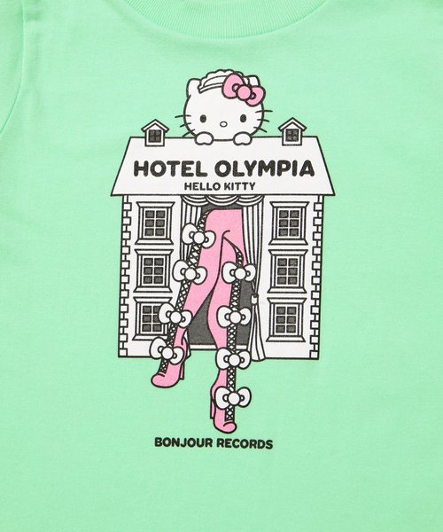 HOTEL OLYMPIA(ホテルオランピア)の「【Hotel Olympia × Hello Kitty/ホテルオランピア × ハローキティ】 Kids Tee キッズショートスリーブTシャツ(Tシャツ/カットソー・キッズ・パープル/グリーン・90/130/100)」の6枚目の写真