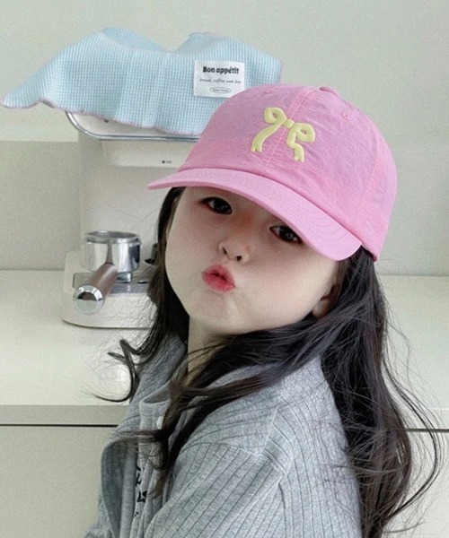 Bambin（ボンバン）の「【 Bambin / ボンバン 】 リボン デザイン カラー キャップ（キャップ・キッズ・アイボリー/エメラルド/ピンク/ダークベージュ/パープル/イエロー・FREE）」の11枚目の写真