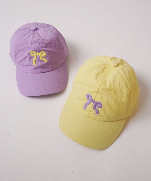 Bambin（ボンバン）の「【 Bambin / ボンバン 】 リボン デザイン カラー キャップ（キャップ・キッズ・アイボリー/エメラルド/ピンク/ダークベージュ/パープル/イエロー・FREE）」の17枚目の写真