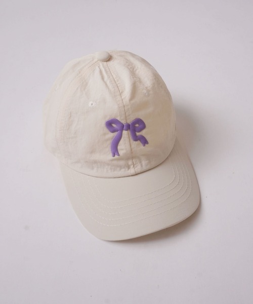 Bambin（ボンバン）の「【 Bambin / ボンバン 】 リボン デザイン カラー キャップ（キャップ・キッズ・アイボリー/エメラルド/ピンク/ダークベージュ/パープル/イエロー・FREE）」の13枚目の写真