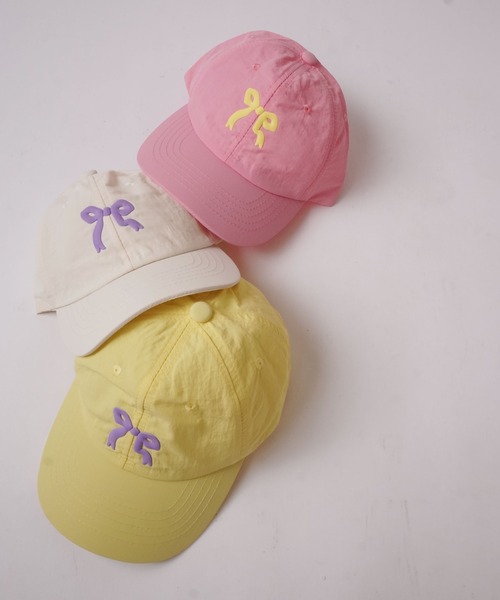 Bambin（ボンバン）の「【 Bambin / ボンバン 】 リボン デザイン カラー キャップ（キャップ・キッズ・アイボリー/エメラルド/ピンク/ダークベージュ/パープル/イエロー・FREE）」の22枚目の写真