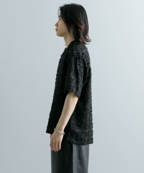 SENSE OF PLACE by URBAN RESEARCH（センスオブプレイスバイアーバンリサーチ）の「フリンジオープンカラーシャツ(5分袖)（シャツ/ブラウス・メンズ・パープル/アイボリー/ブラック・LARGE/MEDIUM）」の22枚目の写真