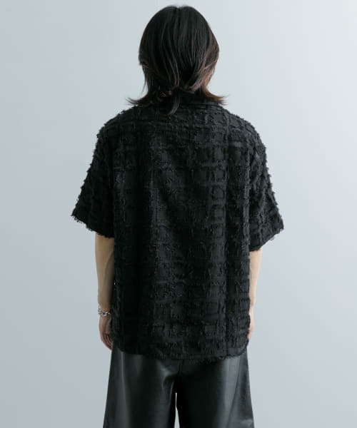 SENSE OF PLACE by URBAN RESEARCH（センスオブプレイスバイアーバンリサーチ）の「フリンジオープンカラーシャツ(5分袖)（シャツ/ブラウス・メンズ・パープル/アイボリー/ブラック・LARGE/MEDIUM）」の21枚目の写真