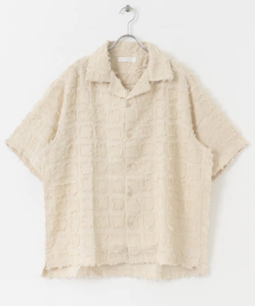 SENSE OF PLACE by URBAN RESEARCH（センスオブプレイスバイアーバンリサーチ）の「フリンジオープンカラーシャツ(5分袖)（シャツ/ブラウス・メンズ・パープル/アイボリー/ブラック・LARGE/MEDIUM）」の17枚目の写真